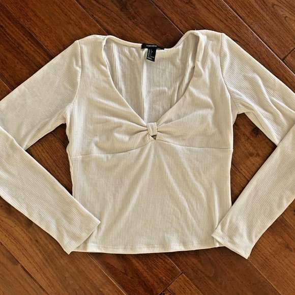 Forever 21 ivory ribbed knot front & Wild Fable black Long Sleeve Top lot Size L - Picture 2 of 11